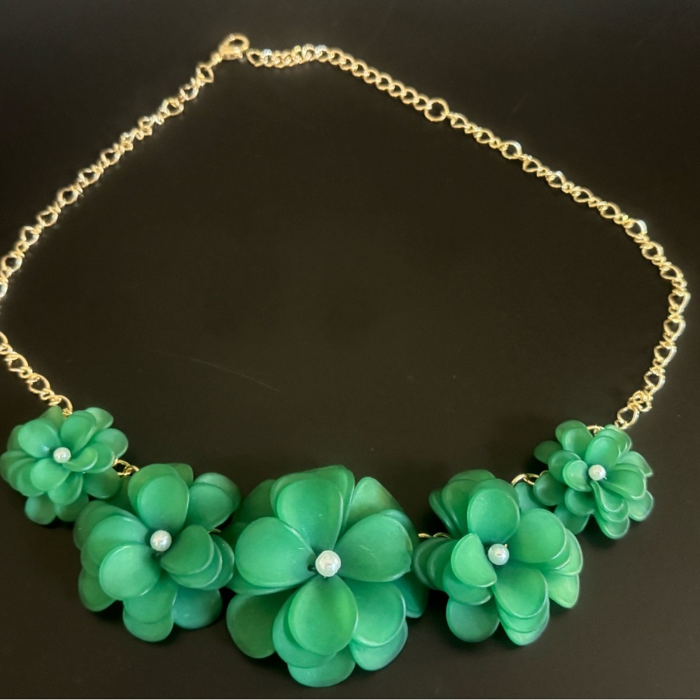 Elegant Green Floral Necklace